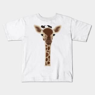 Wild Giraffe Baby on the grassland Kids T-Shirt